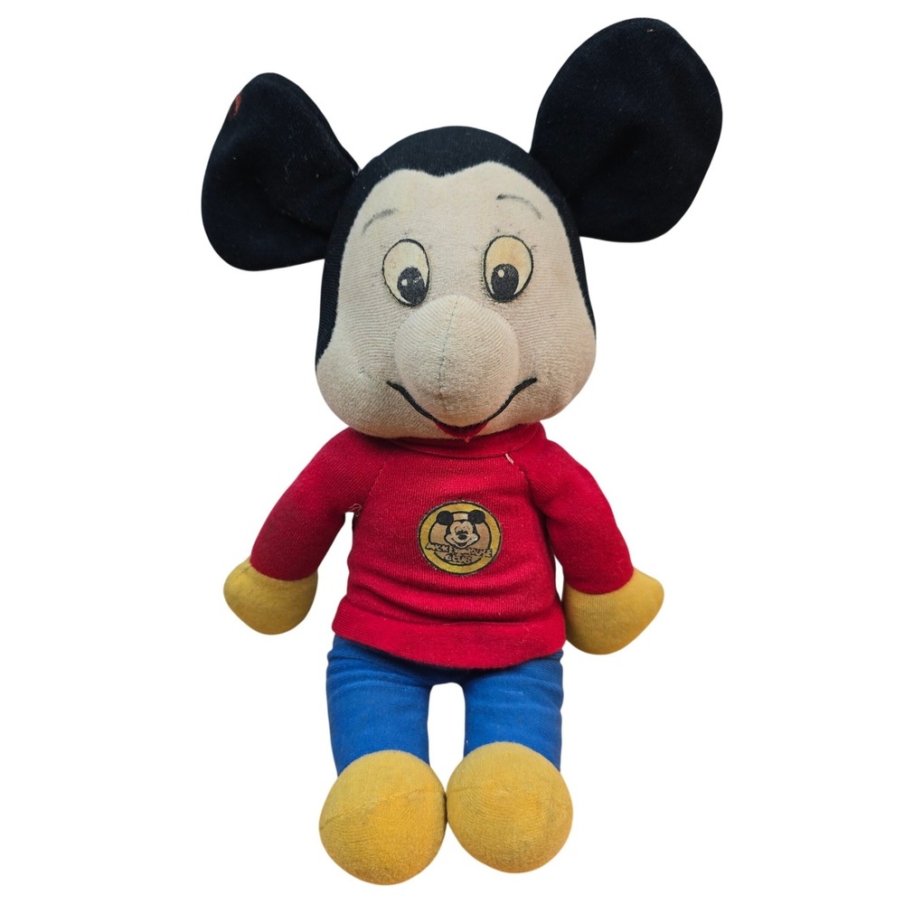 Vintage Mickey Mouse Club Stuffed Animal - Wind Up/Music Box Knickerbocker 13"
